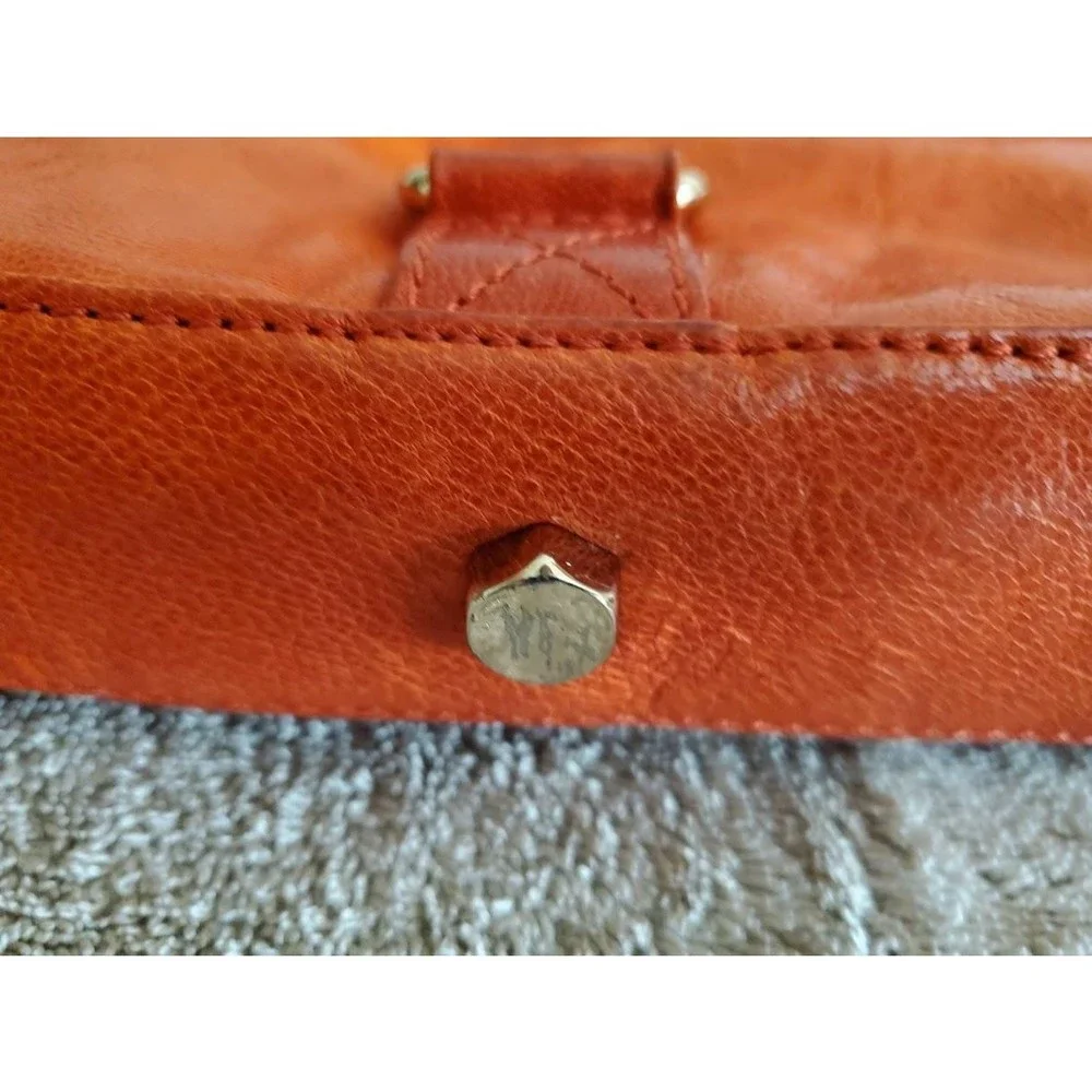 Rebecca Minkoff Women's Zip Closure Crossbody Handbag Leather Orange Chain